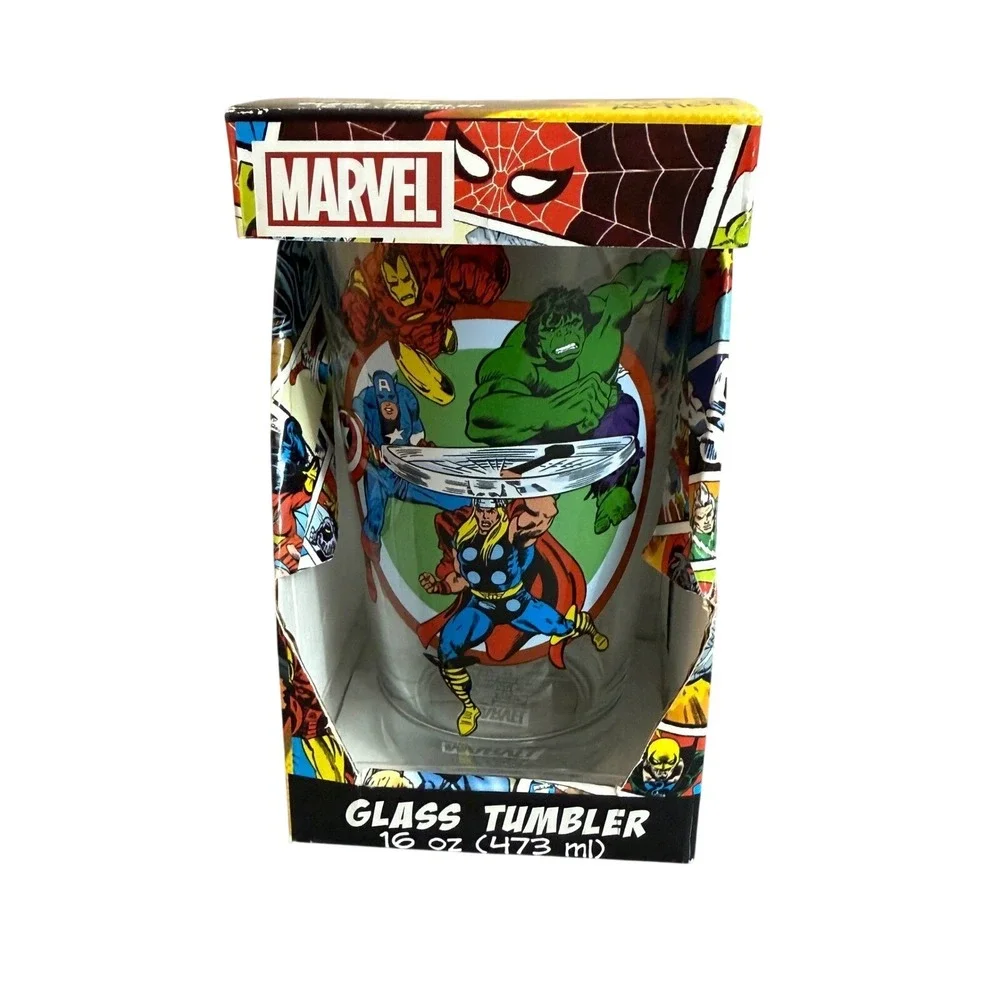 Marvel Comics Glass Tumbler 16 oz Call‎ to Action Heroes Collection